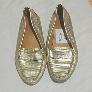 Amazing Peter Millar Metallic Gold Loafers! Soft Leather. Size 8